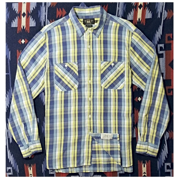 DOUBLE RL RALPH LAUREN RRL PLAID FLANNEL SHIRT- MEN'S SIZE LARGE - Picture 2 of 9